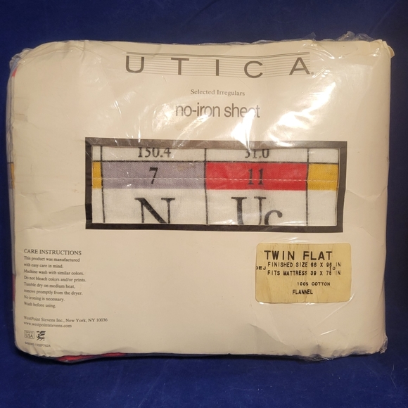 utica Bedding Vintage Sealed Twin Flat Sheet Periodic Tableinspired
